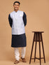 Vastramay Men's Lavender Jacquard Nehru Jacket with Kurta Pyjama Set